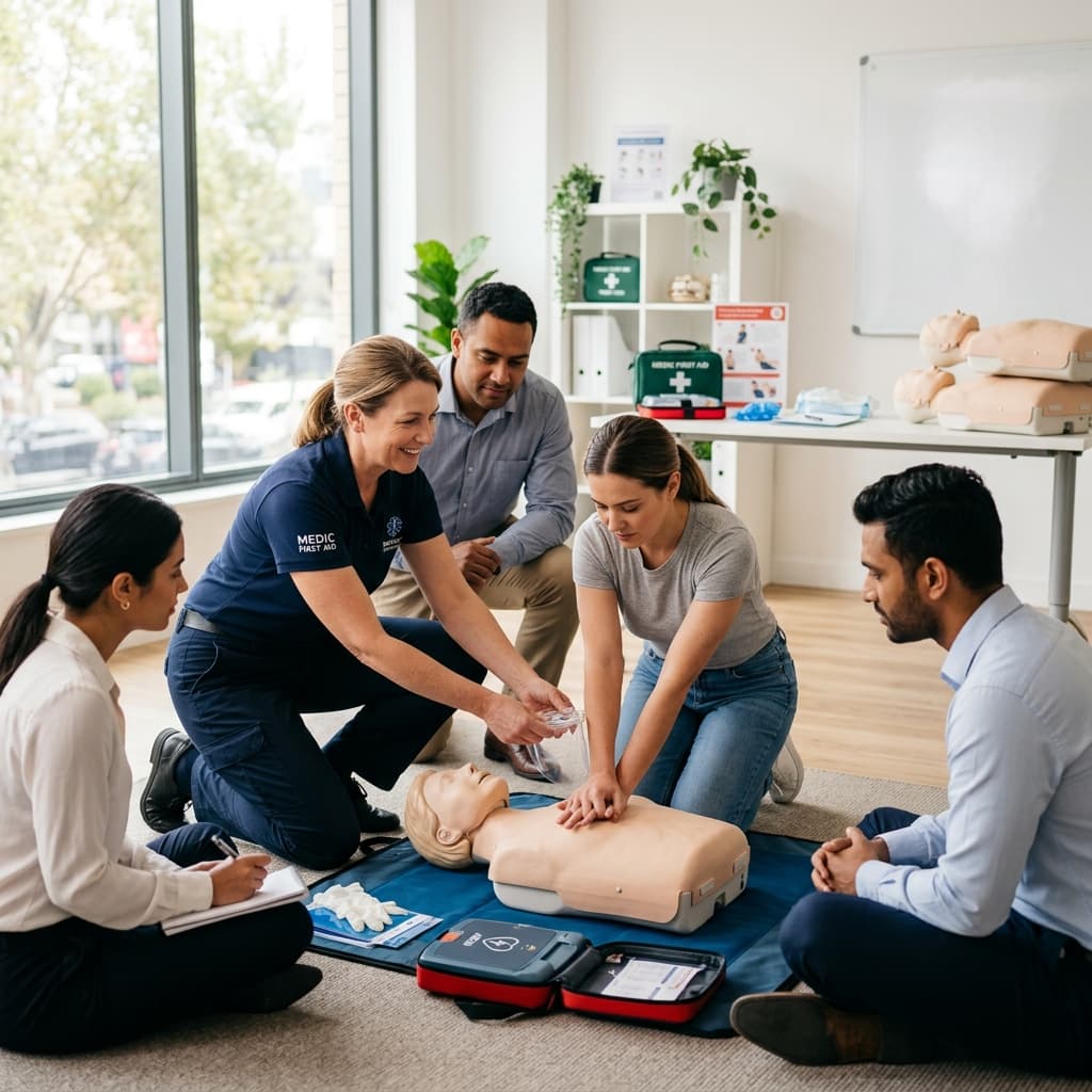 Act4Life Erste-Hilfe-Ausbilder unterrichtet Kurs